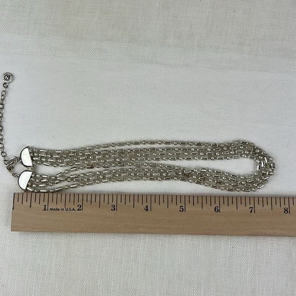 Vintage Napier Necklace Multistrand Silvertone Chain Adjustable 4 Row Signed - Picture 7 of 7